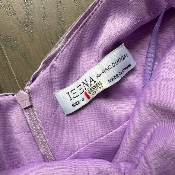 Ieena for Mac Duggal Purple Metallic Iridescent Maxi Dress Gown Pleated V-neck 6 - Picture 4 of 11